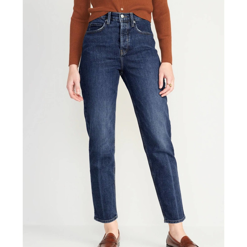 Old Navy Extra High Waist Sky Hi Straight Jeans 2 Button Fly Trish Ankle Womens